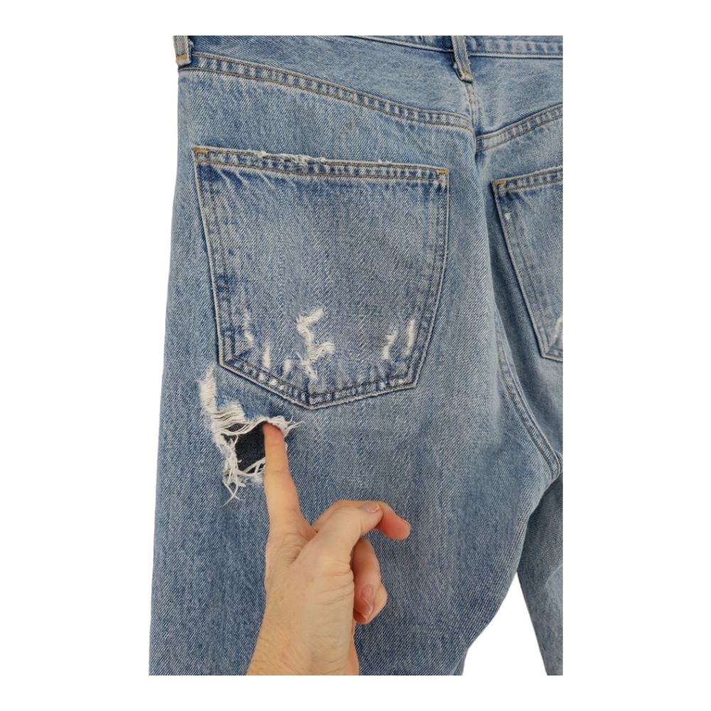 Agolde 90's Mid Rise Distressed Jeans 100% Cotton Size 27 Button Fly - Picture 12 of 13